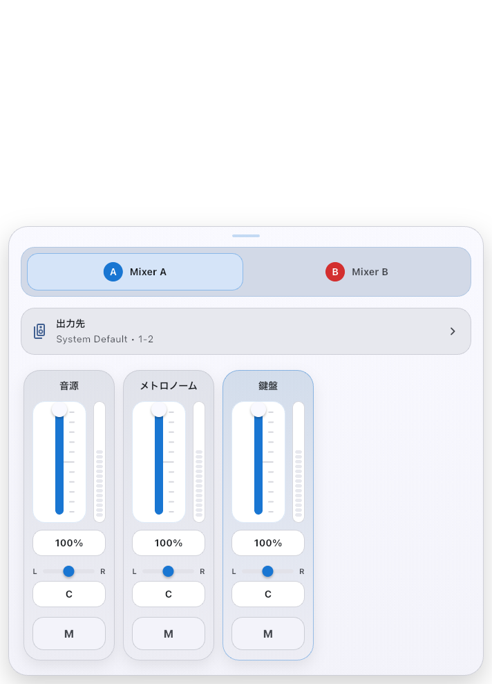 ミキサー設定シートの代表例